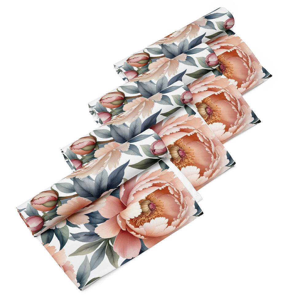 Thumbnail: Blush Peonies Cloth napkin set
