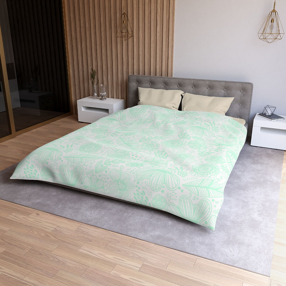 Thumbnail: Hint of Mint Garden Microfiber Duvet Cover