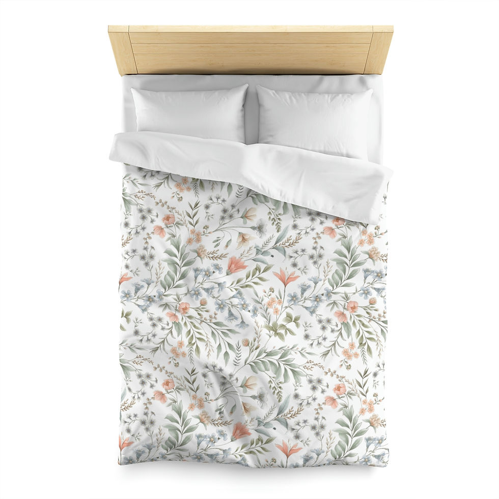 Thumbnail: Delicate Floral Microfiber Duvet Cover