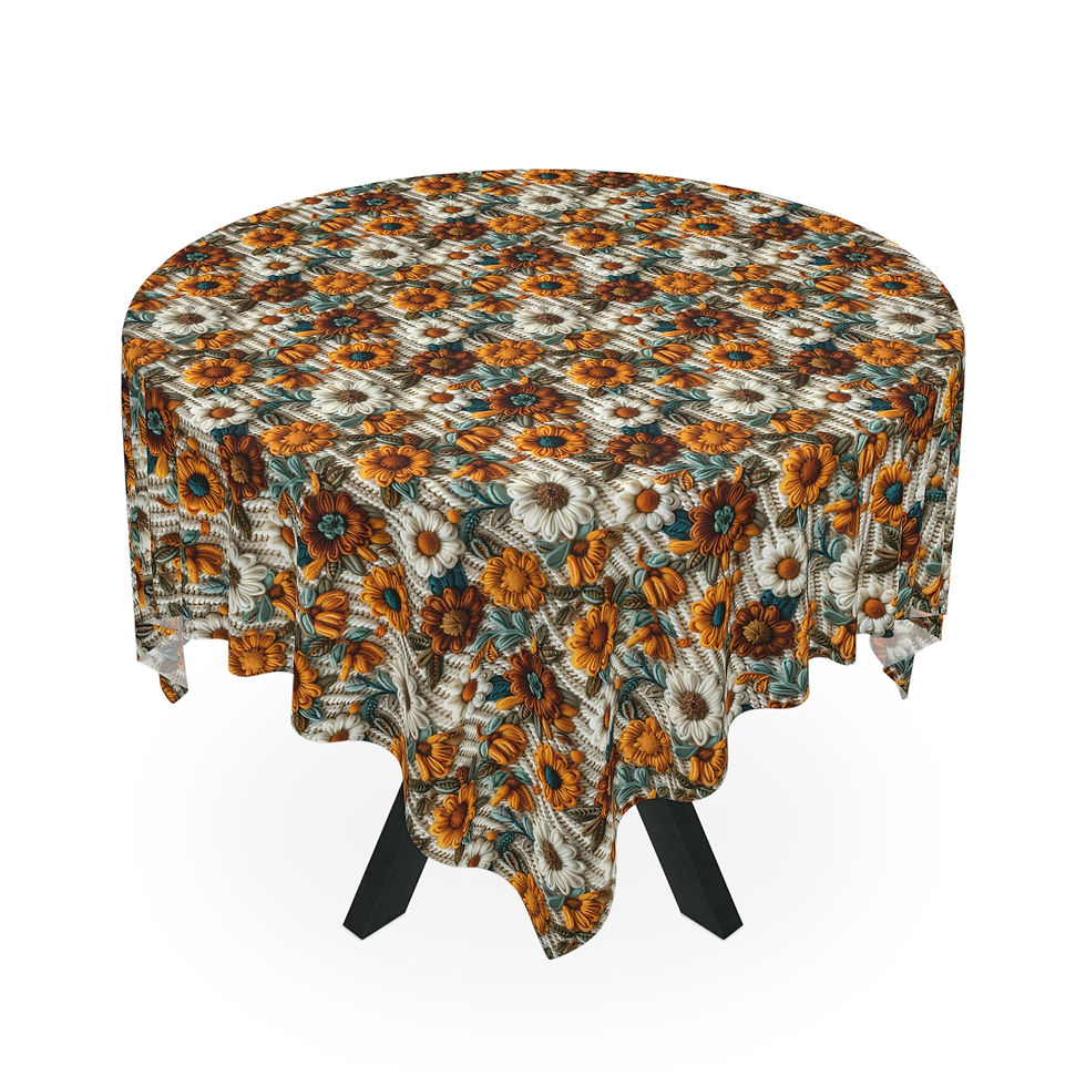 Thumbnail: Sunflower Vintage Tablecloth — Rustic Autumn Floral Dining Decor