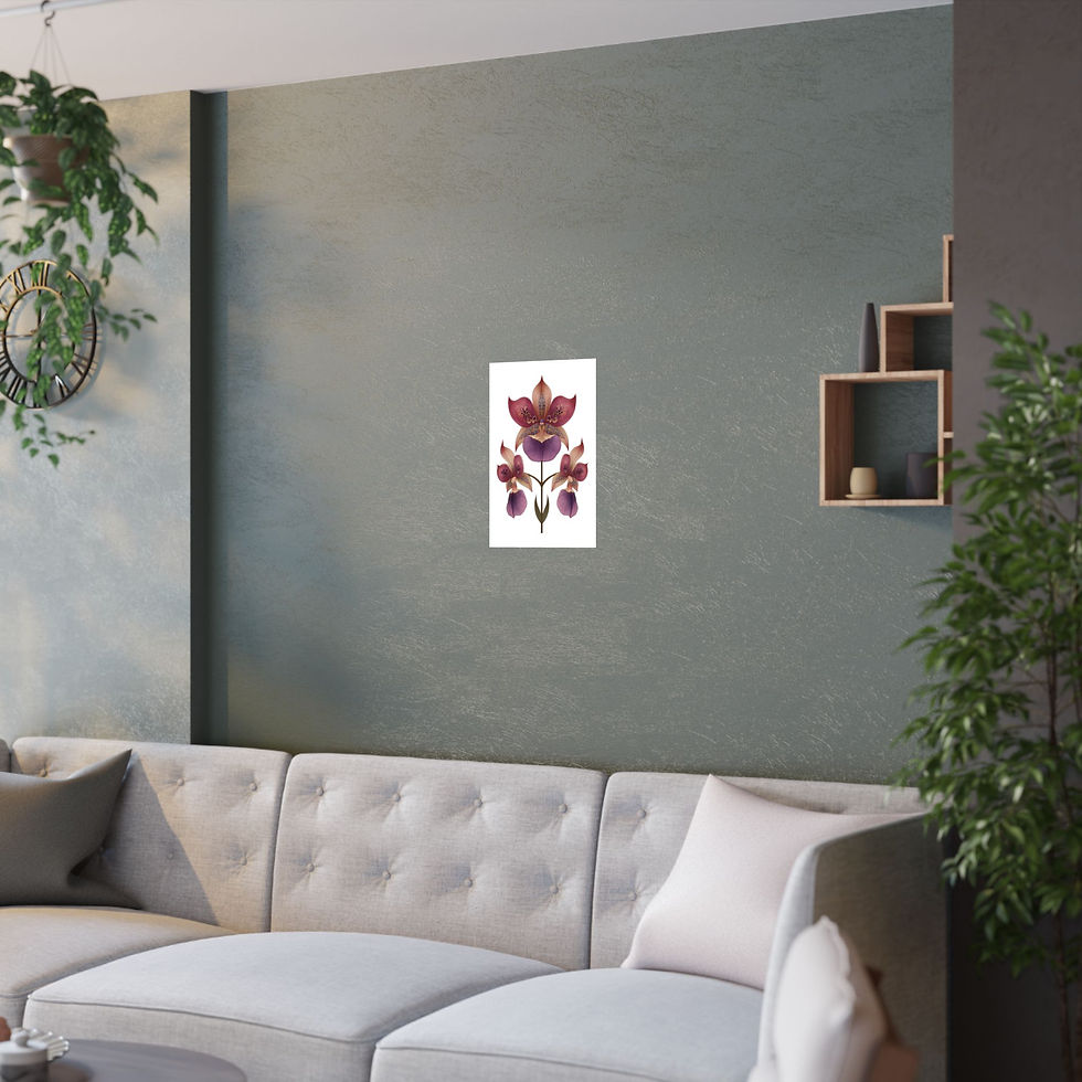Thumbnail: Orchid Botanical Satin Poster — Vintage Pink Floral Wall Art (210gsm)