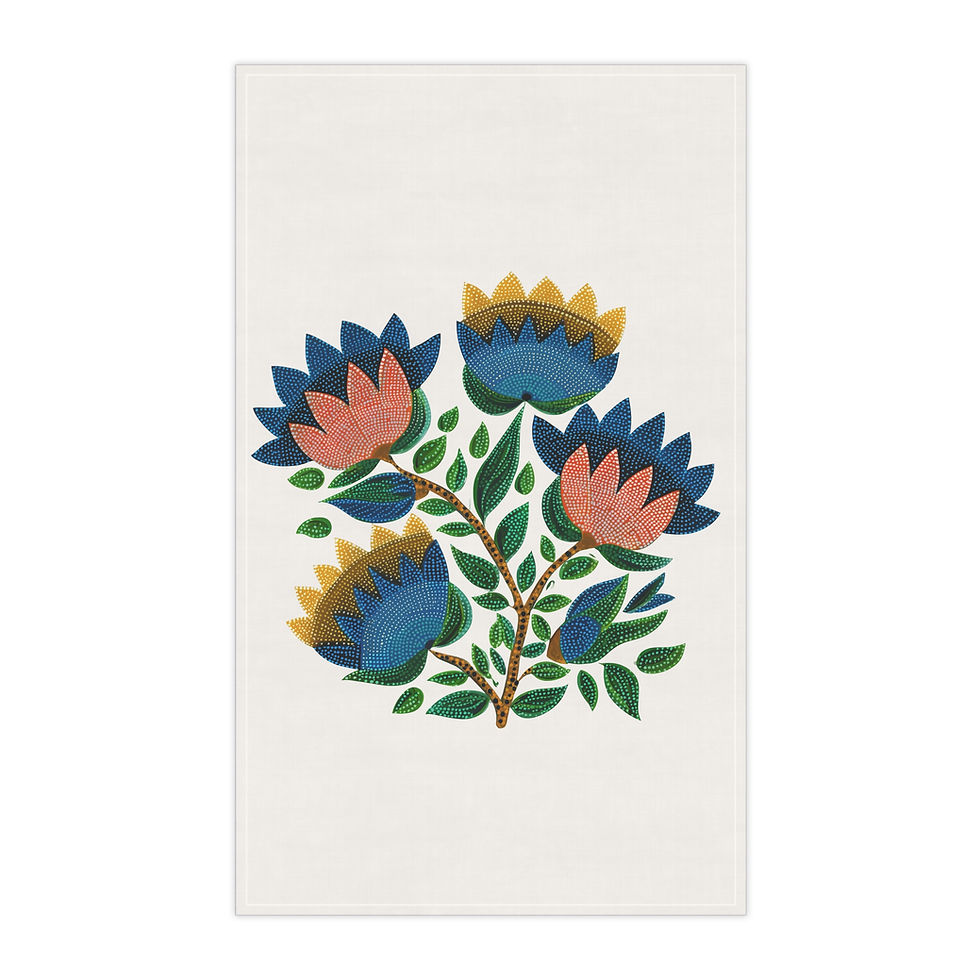 Thumbnail: Floral Folk Art Tea Towel — Colorful Embroidered Bloom Kitchen Linen