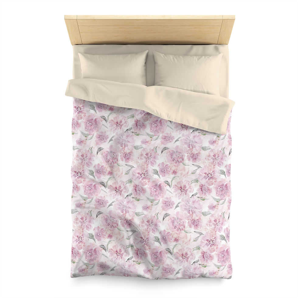 Thumbnail: Amala Pink Peonies Floral Microfiber Duvet Cover, Soft Bedding for Cozy Bedrooms