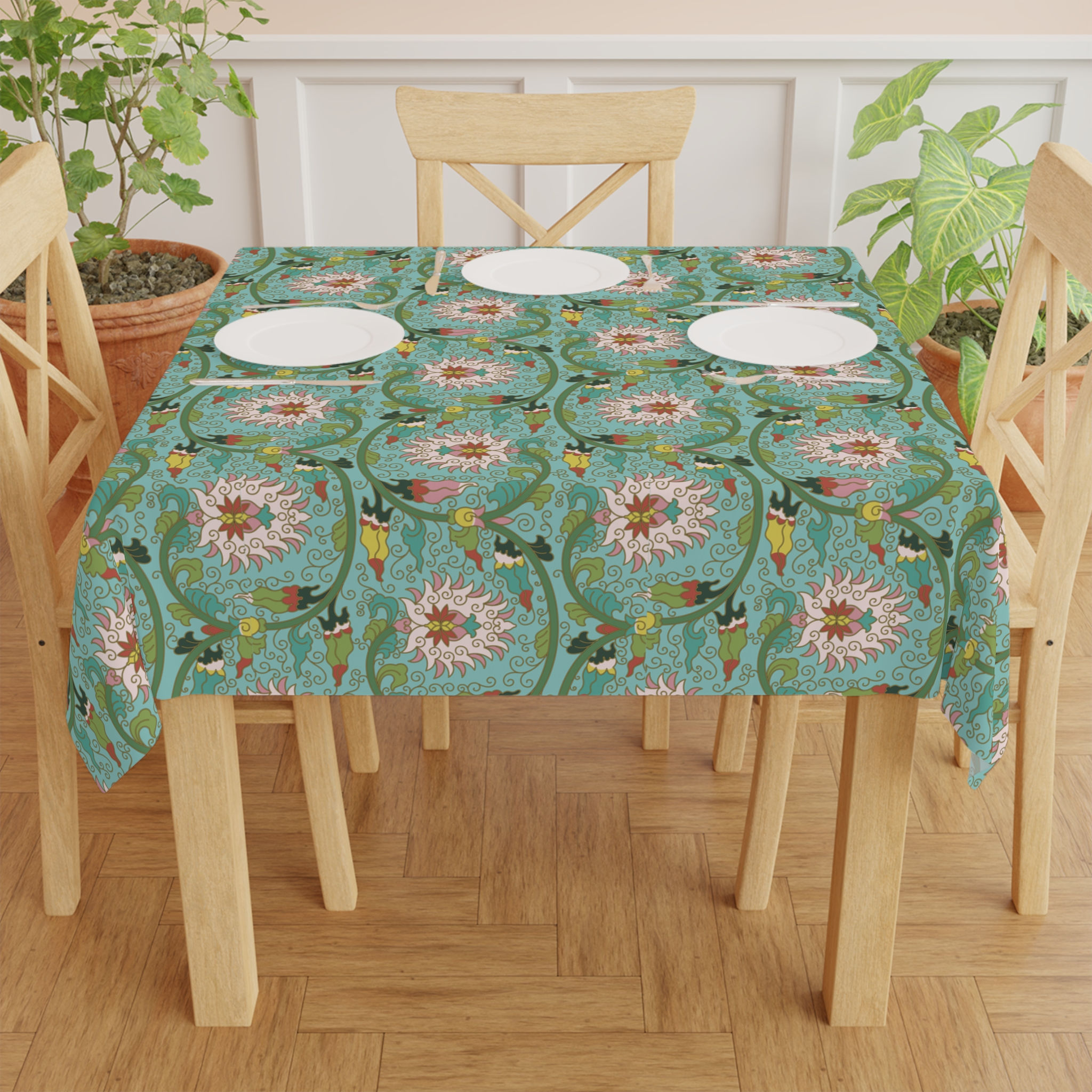 Floral Pattern Tablecloth - Elegant Dining Decor for Special Occasions
