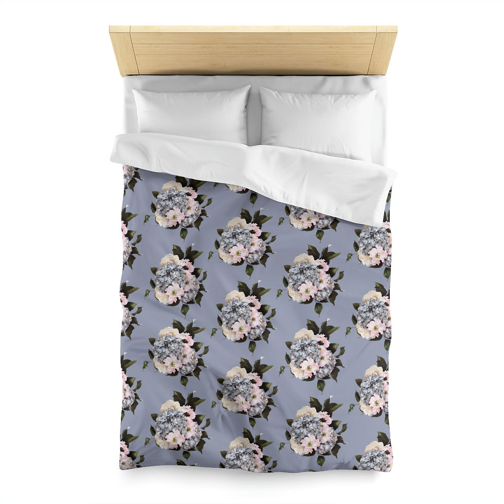 Thumbnail: Bouquet (Blue) Microfiber Duvet Cover