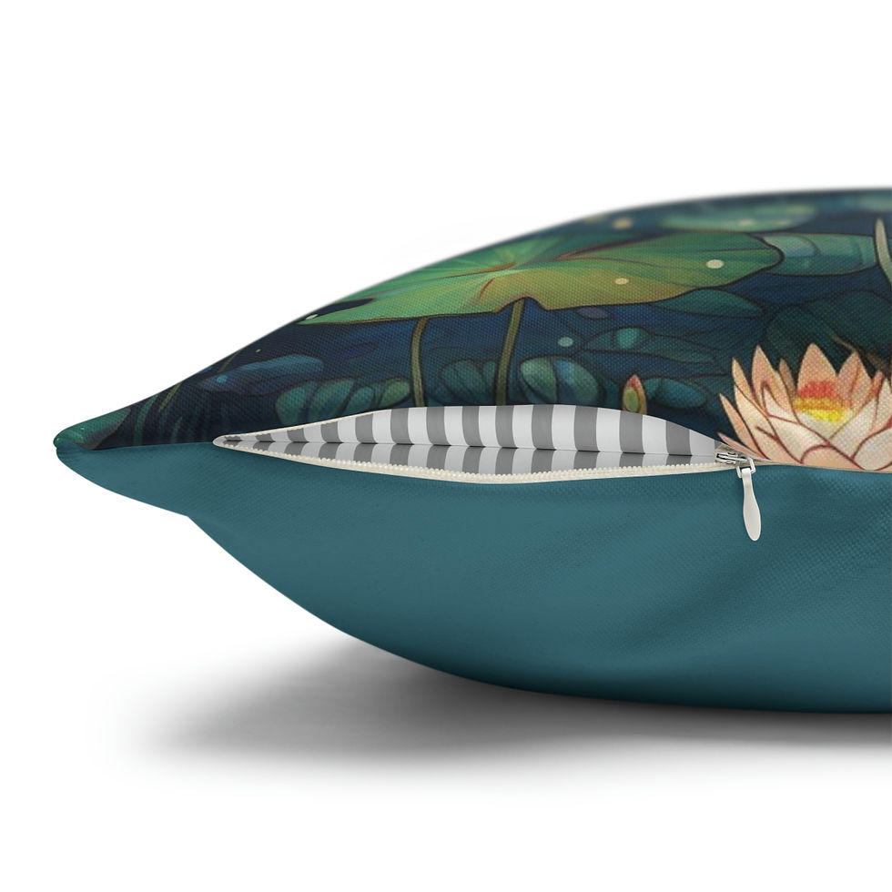Thumbnail: Water Lily Scene Flowers Spun Polyester Pillowcase