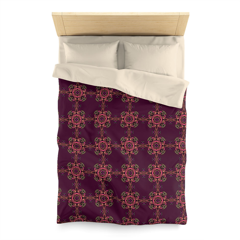 Thumbnail: Medallion Duvet Cover — Burgundy Microfiber Pattern