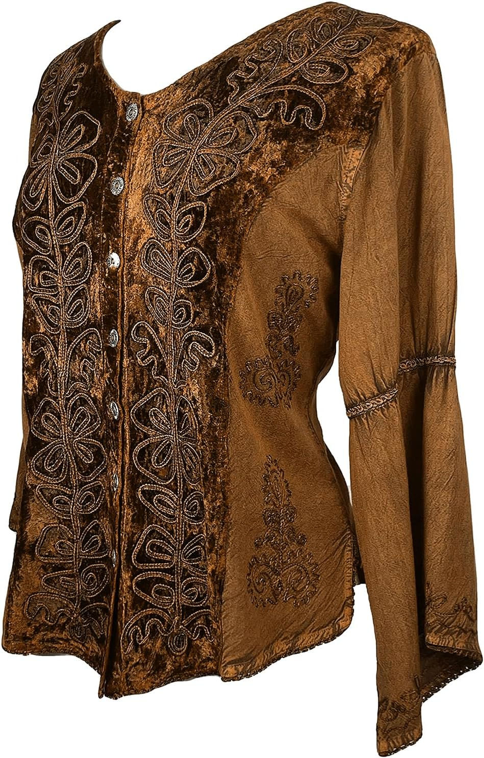 Thumbnail: 2025 Spring Winter Long Sleeve Velvet Blouses - Vintage Renaissance Button Down
