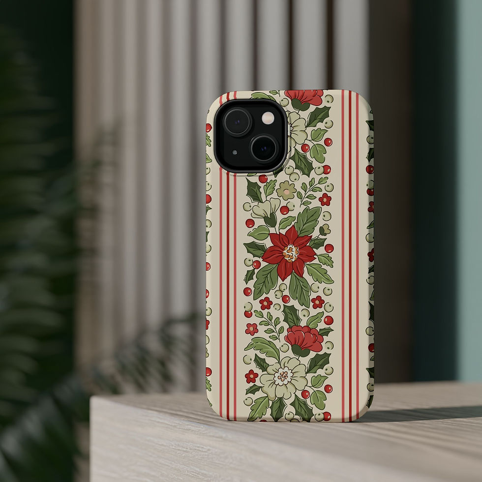 Thumbnail: Holiday Floral Design Magnetic Phone Case - Impact Resistant & Stylish