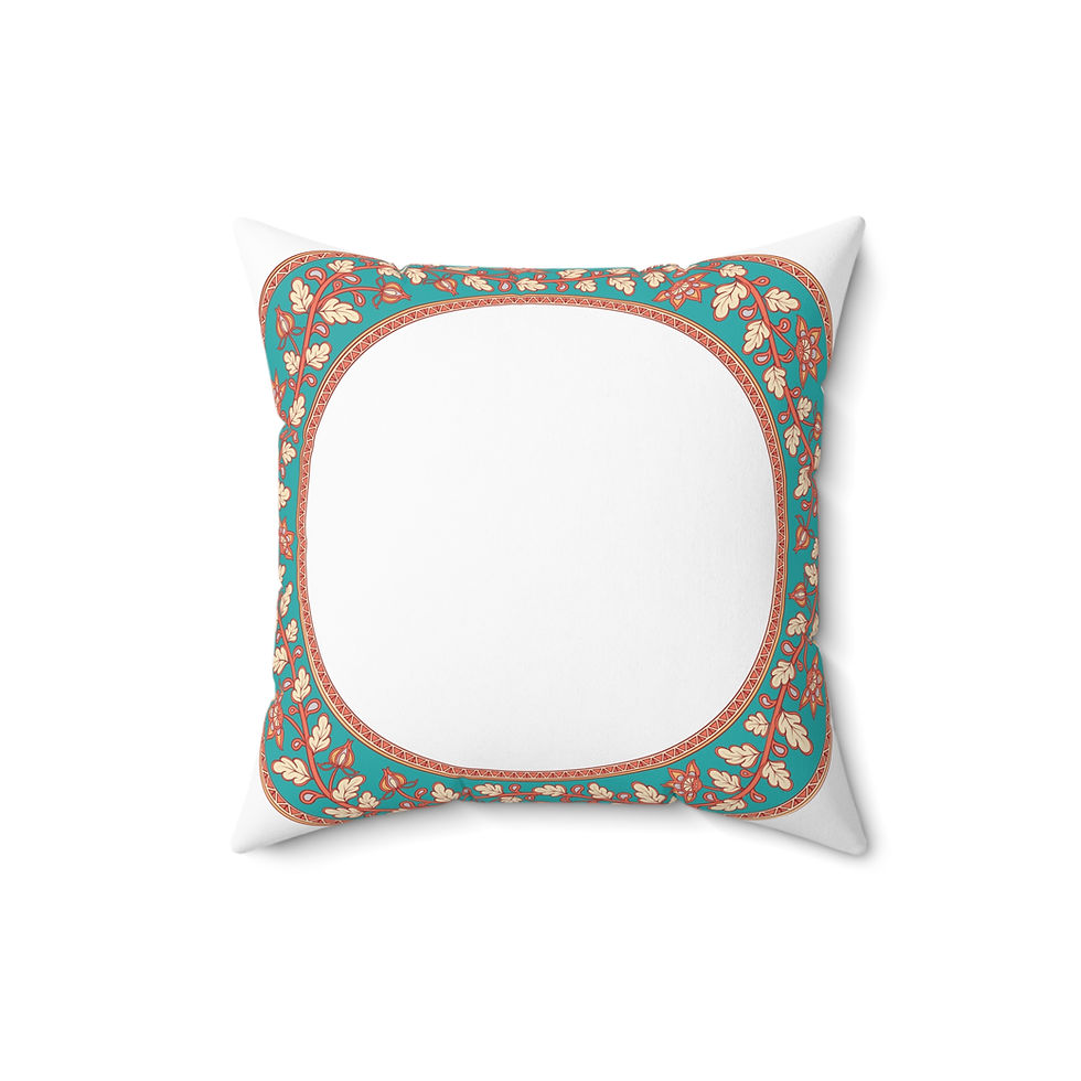 Thumbnail: Kalamkari Faux Suede Square Pillow
