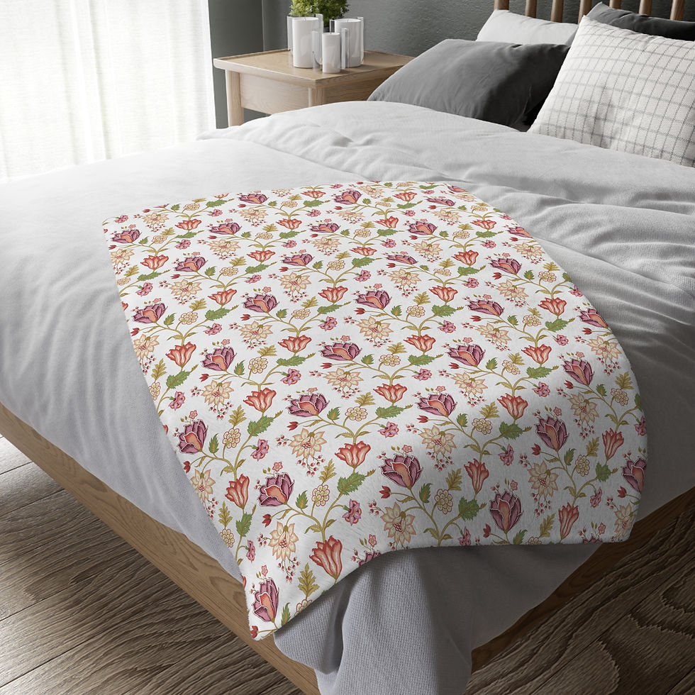 Thumbnail: Floral Reversible Velveteen Microfiber Blanket 
