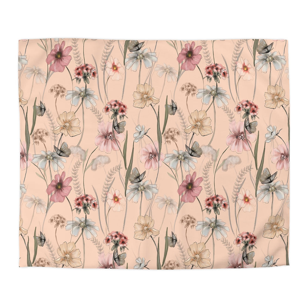 Thumbnail: Meadowland (peach) Microfiber Duvet Cover