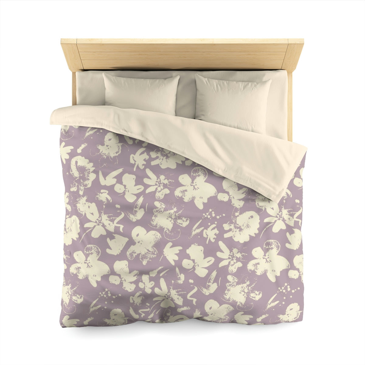 Subtle Ivory Floral Microfiber Duvet Cover