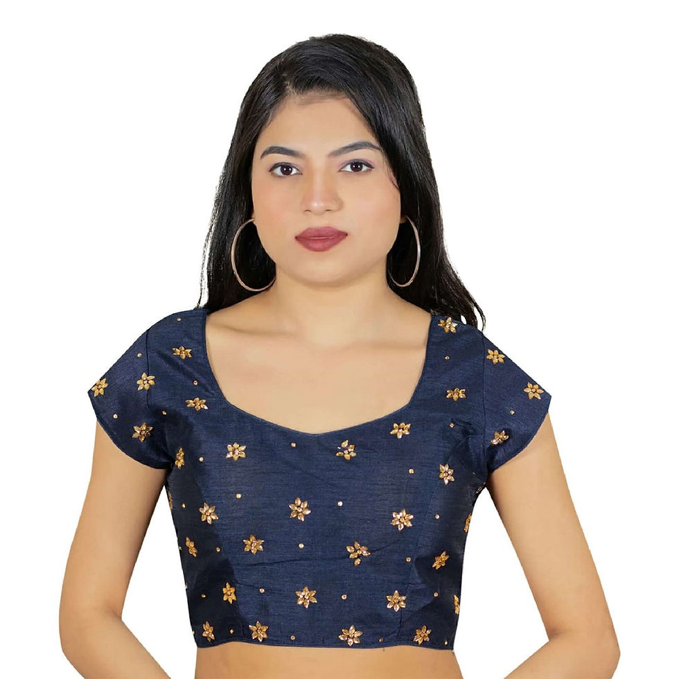 Thumbnail: Traditional Blouse With Short Sleeves in Silk