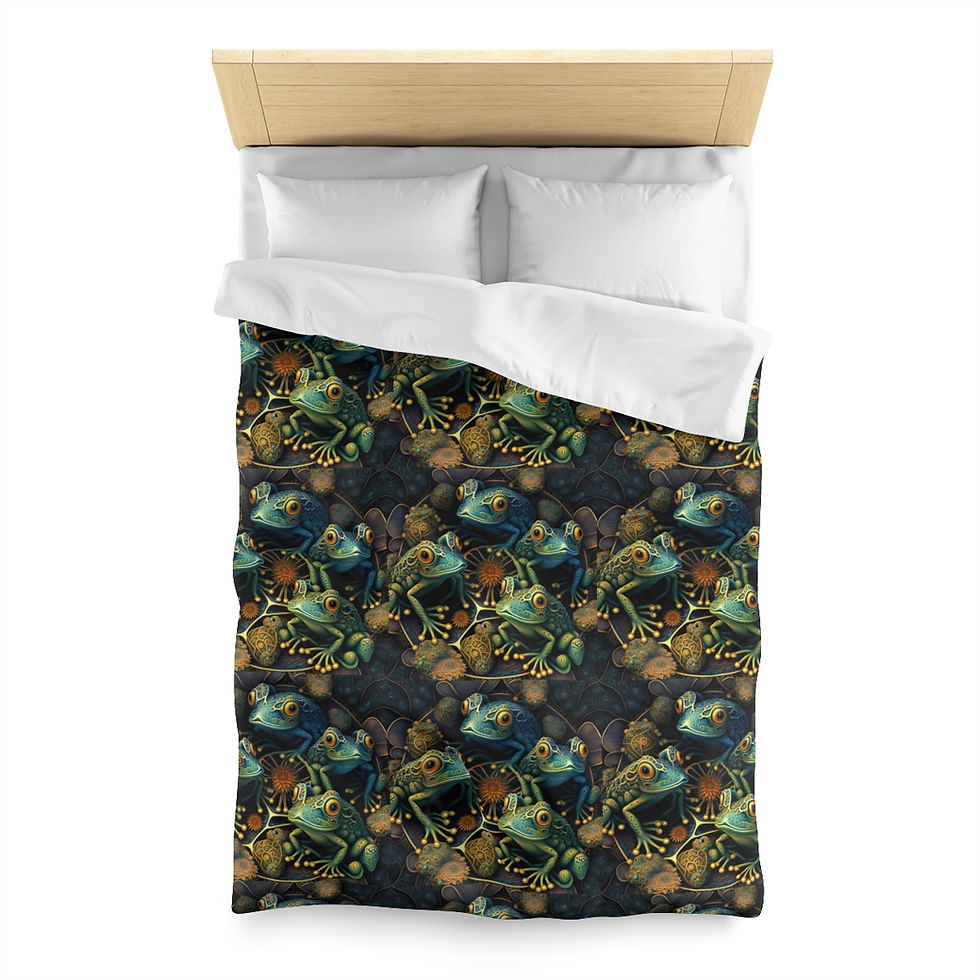Thumbnail: Artistic Frogs #4 Microfiber Duvet Cover