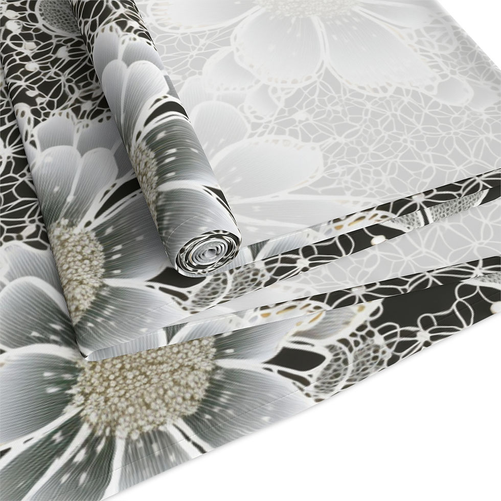 Thumbnail: Lace Rose Table Runner - Cotton/Poly Mix for Dining Decor