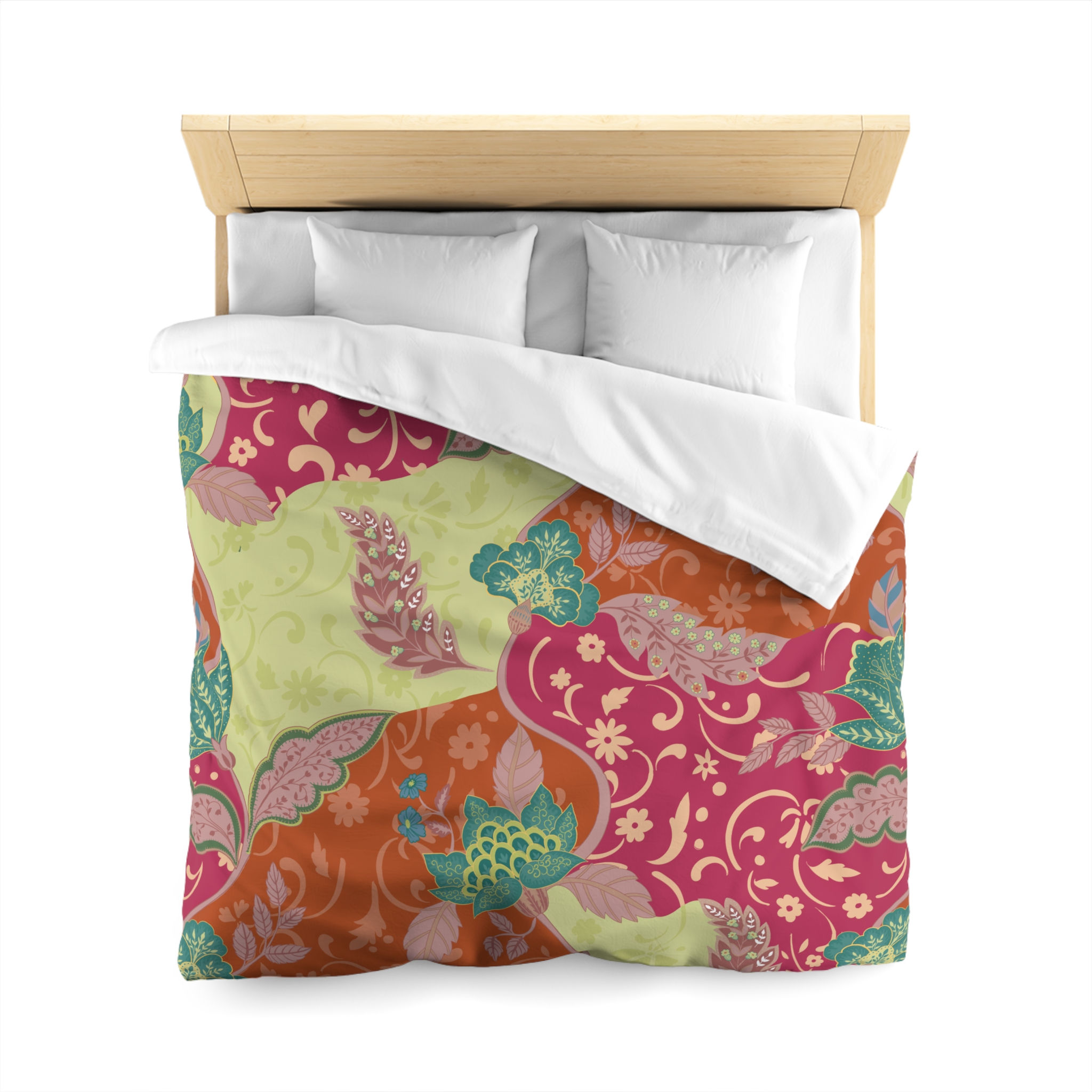Floral Paisley Duvet Cover — Colorful Boho Microfiber Bedding