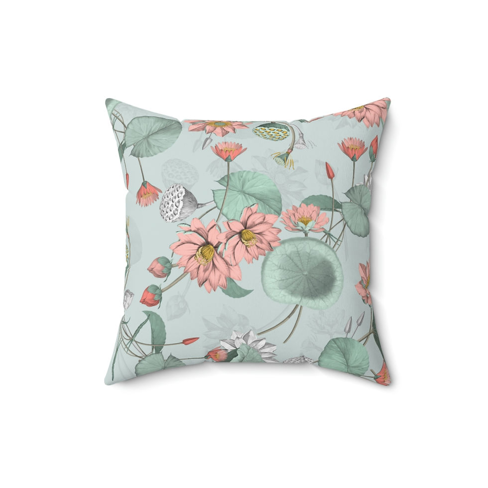 Thumbnail: Nelumbo (Sage) Spun Polyester Square Pillow