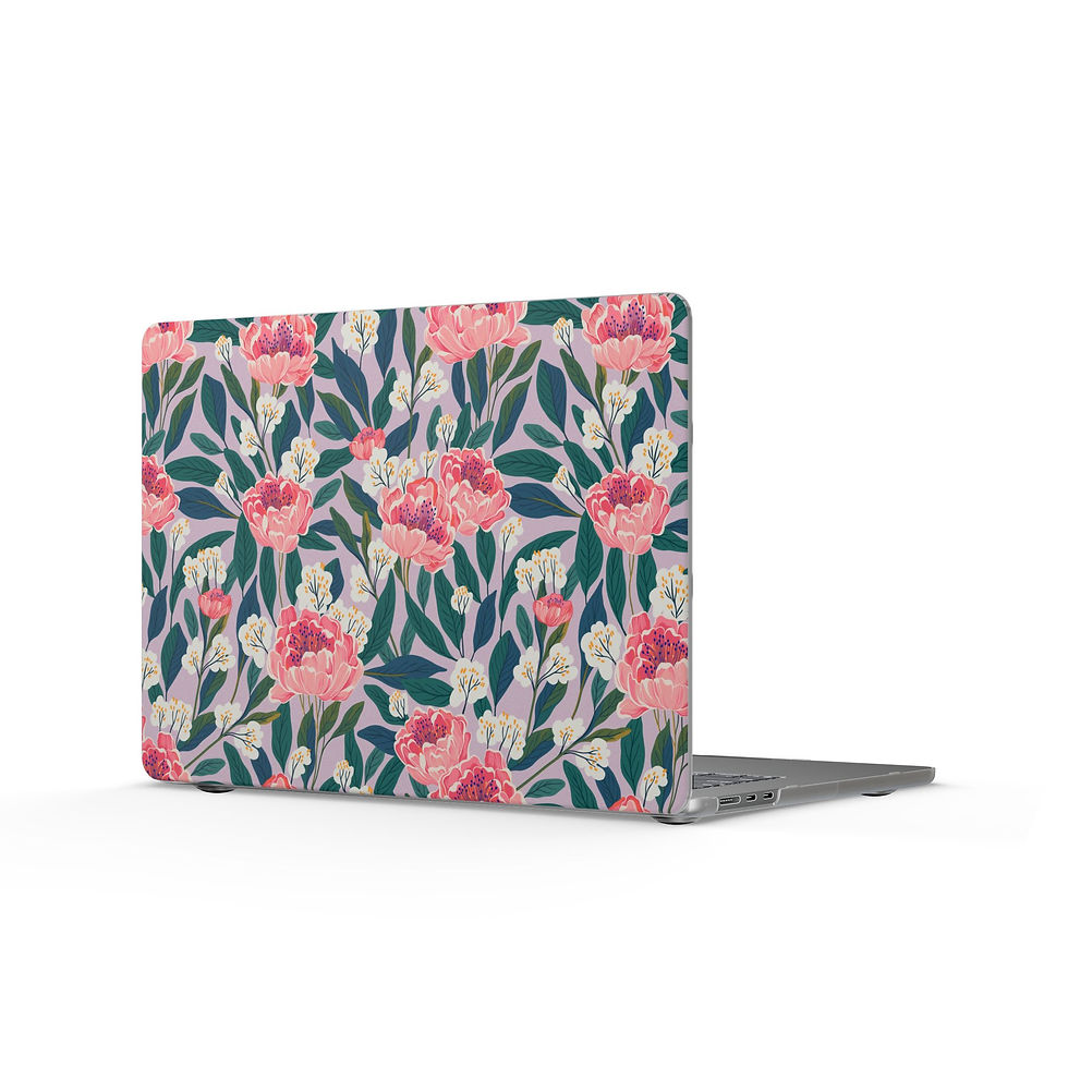 Thumbnail: Floral Pink Peony Matte MacBook Case — Vintage Garden Laptop Cover