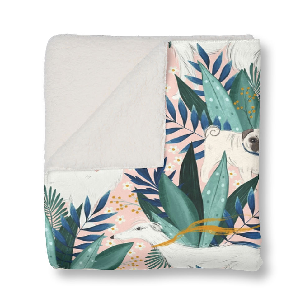 Thumbnail: Doggy Love in the Jungle Sherpa Blanket