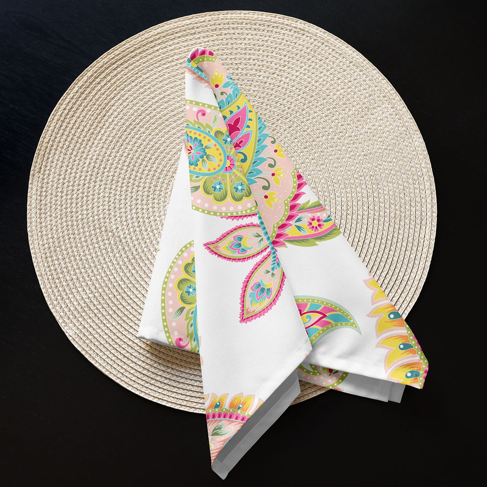 Thumbnail: Pink Paisley Cloth napkin set