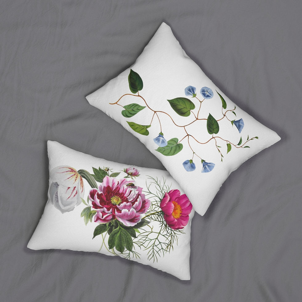 Thumbnail: Colorful Floral  #2 Reversible Spun Polyester Lumbar Pillow