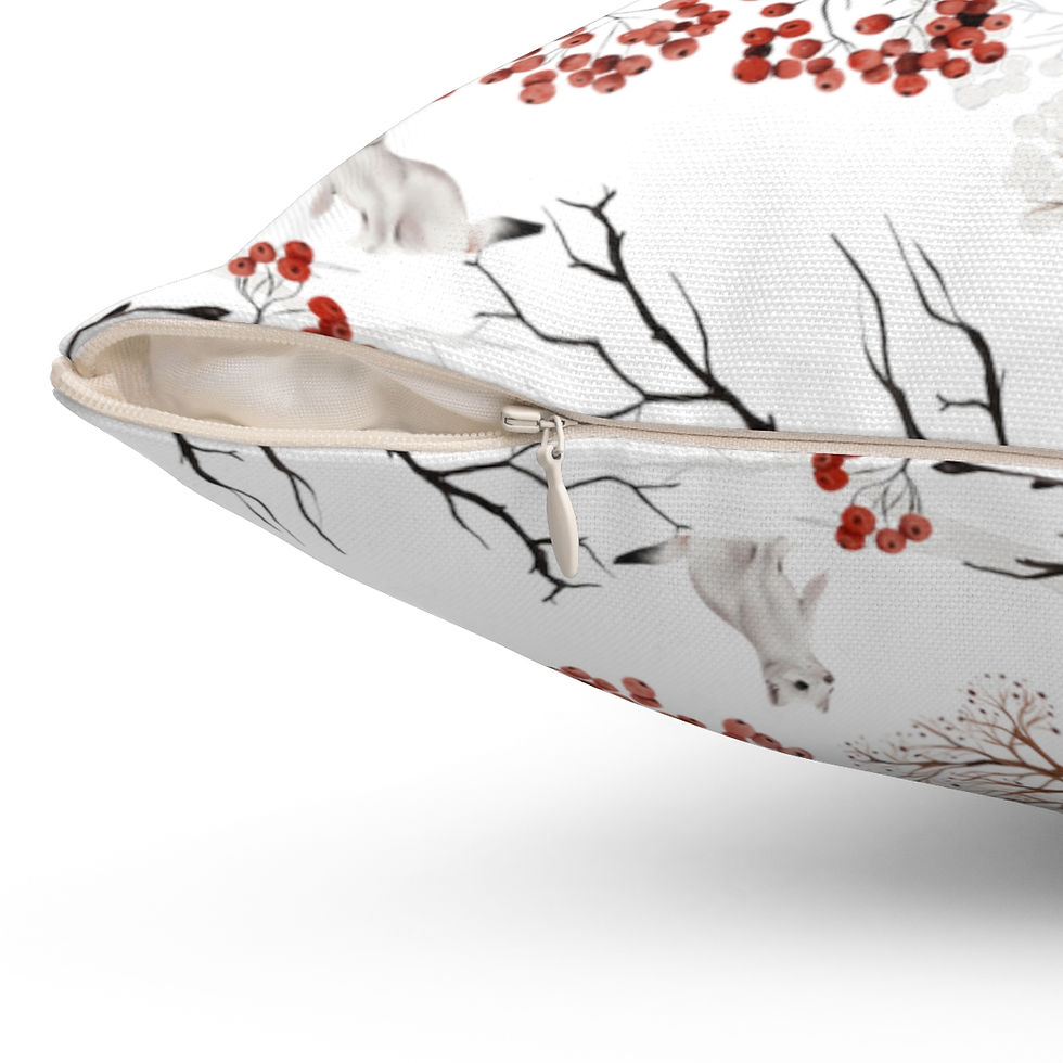 Thumbnail: Winter Animals in the Woods Spun Polyester Square Pillow