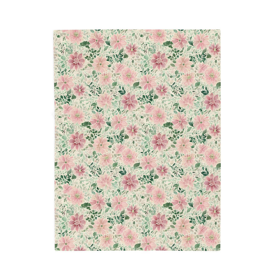 Thumbnail: Velveteen Plush Blanket — Vintage Pink Floral Throw
