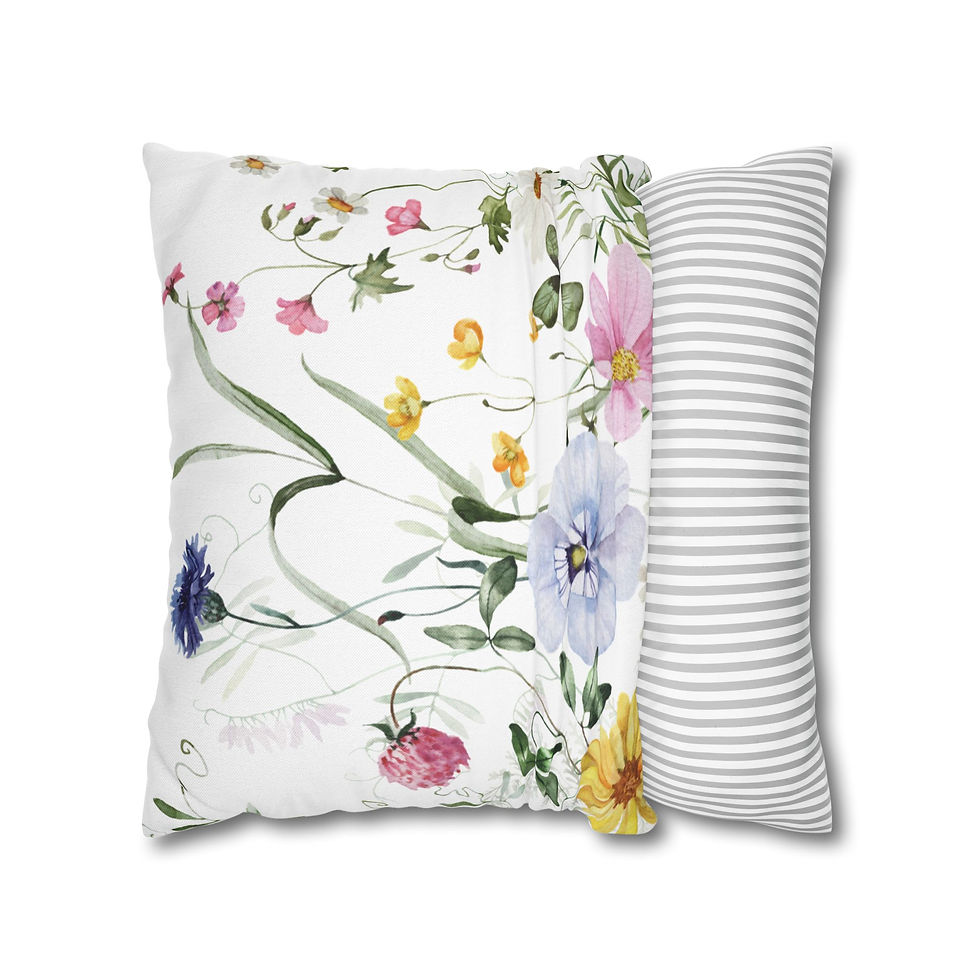 Thumbnail: Floral Watercolor Pillowcase — Botanical Spring Throw Pillow Cover