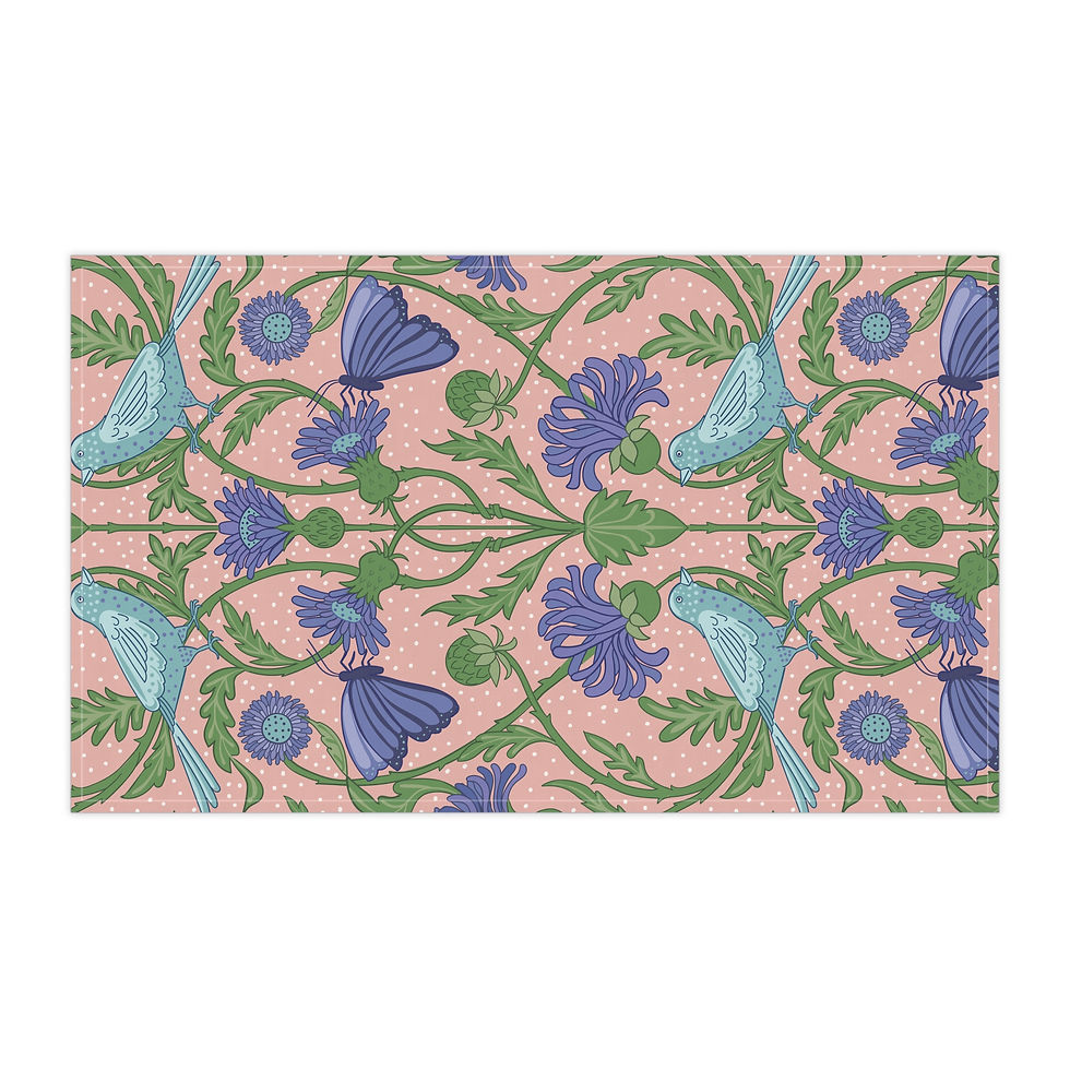 Thumbnail: Botanical  Floral and Bird  Pattern Tea Towels - Floral Kitchen Decor - Set of 2