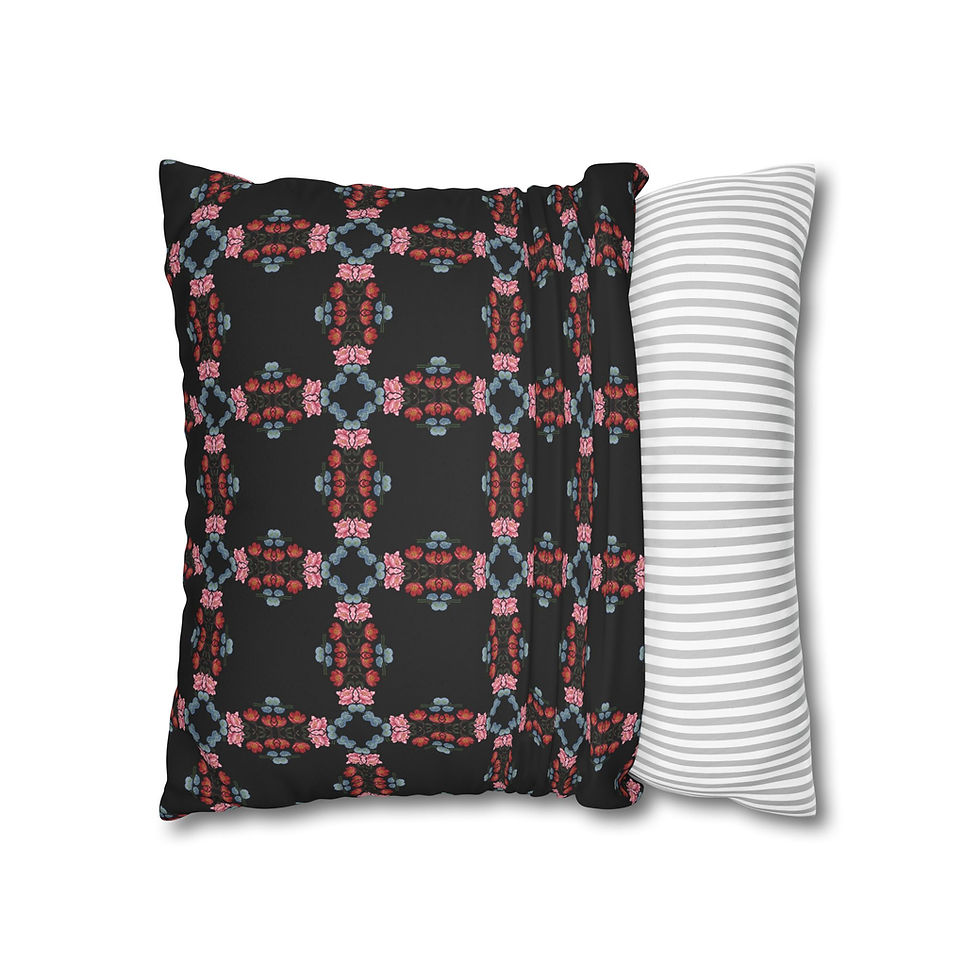 Thumbnail: Bohemian Floral Faux Suede Pillowcase, Cozy Home Decor, 