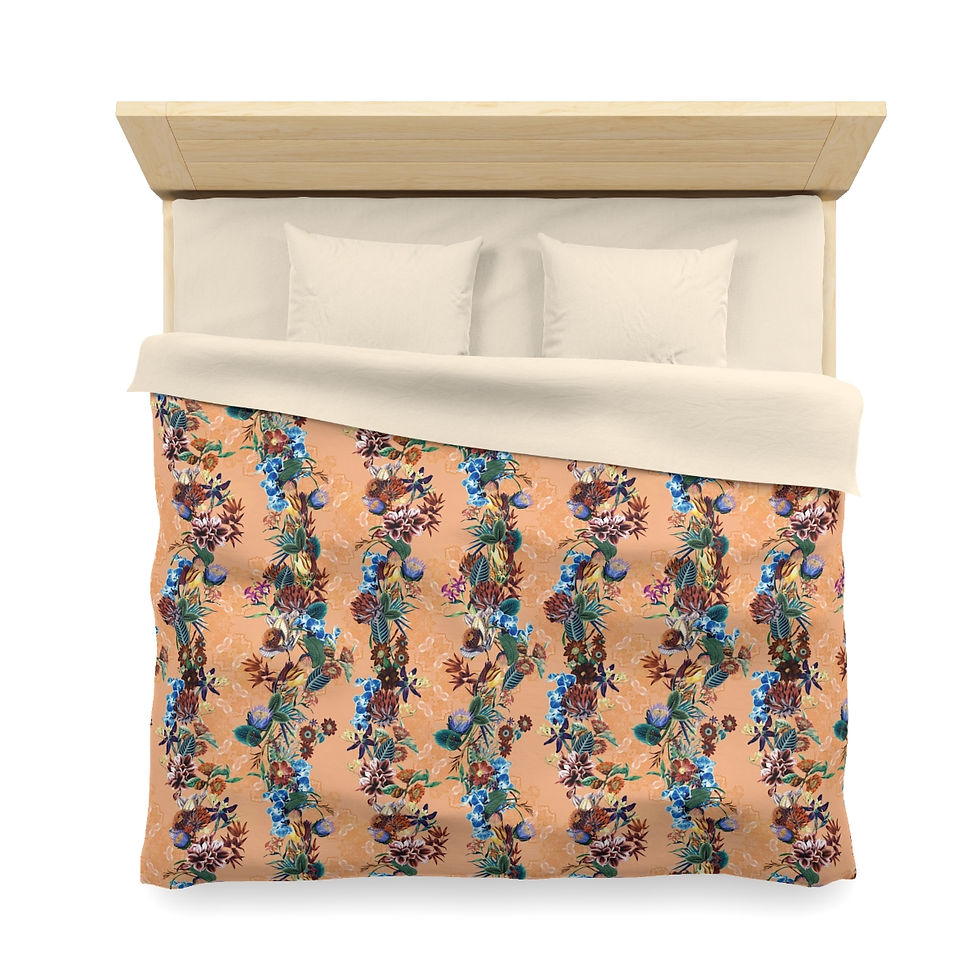 Thumbnail: Peachy Dark Garden  Microfiber Duvet Cover