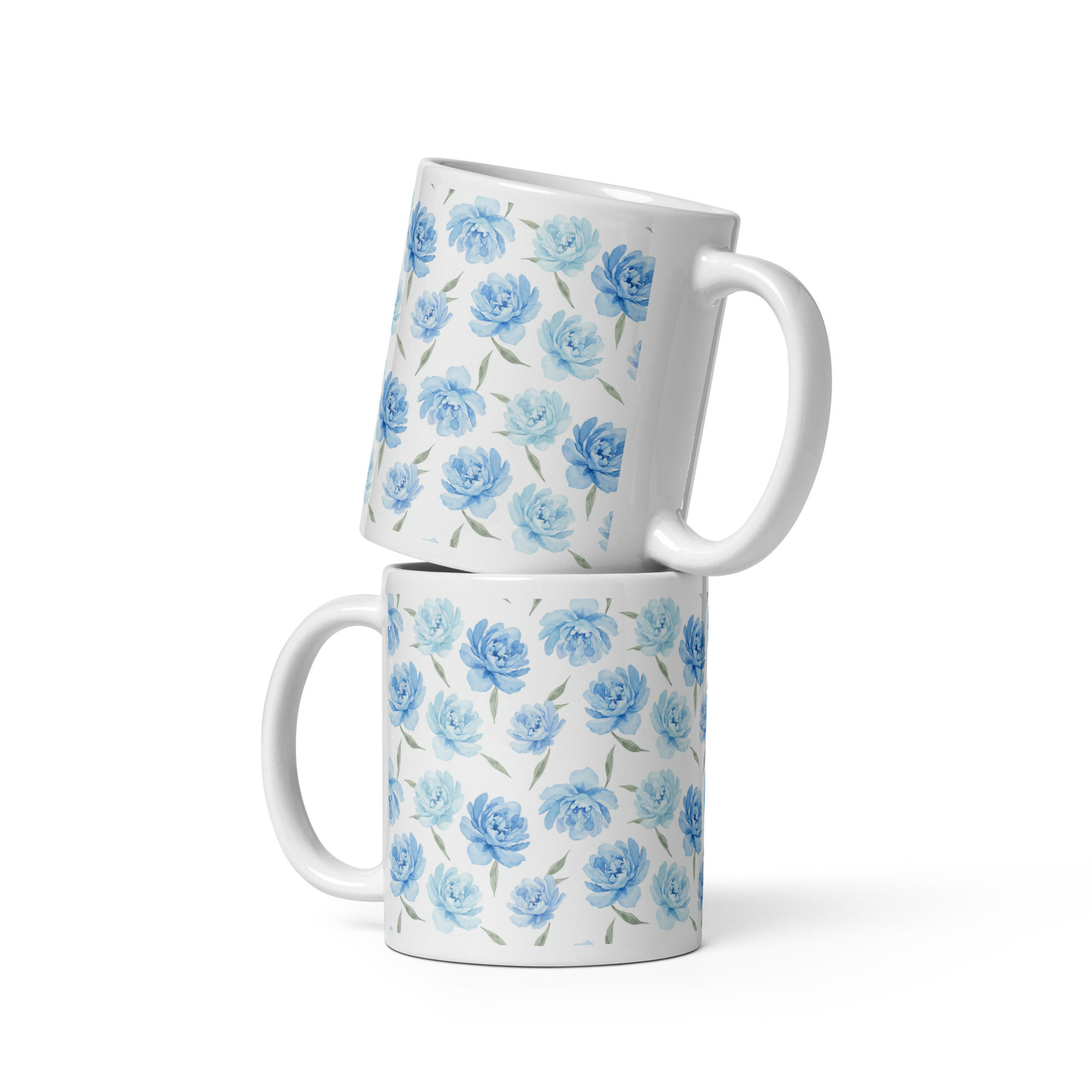 Blue Peonies glossy mug