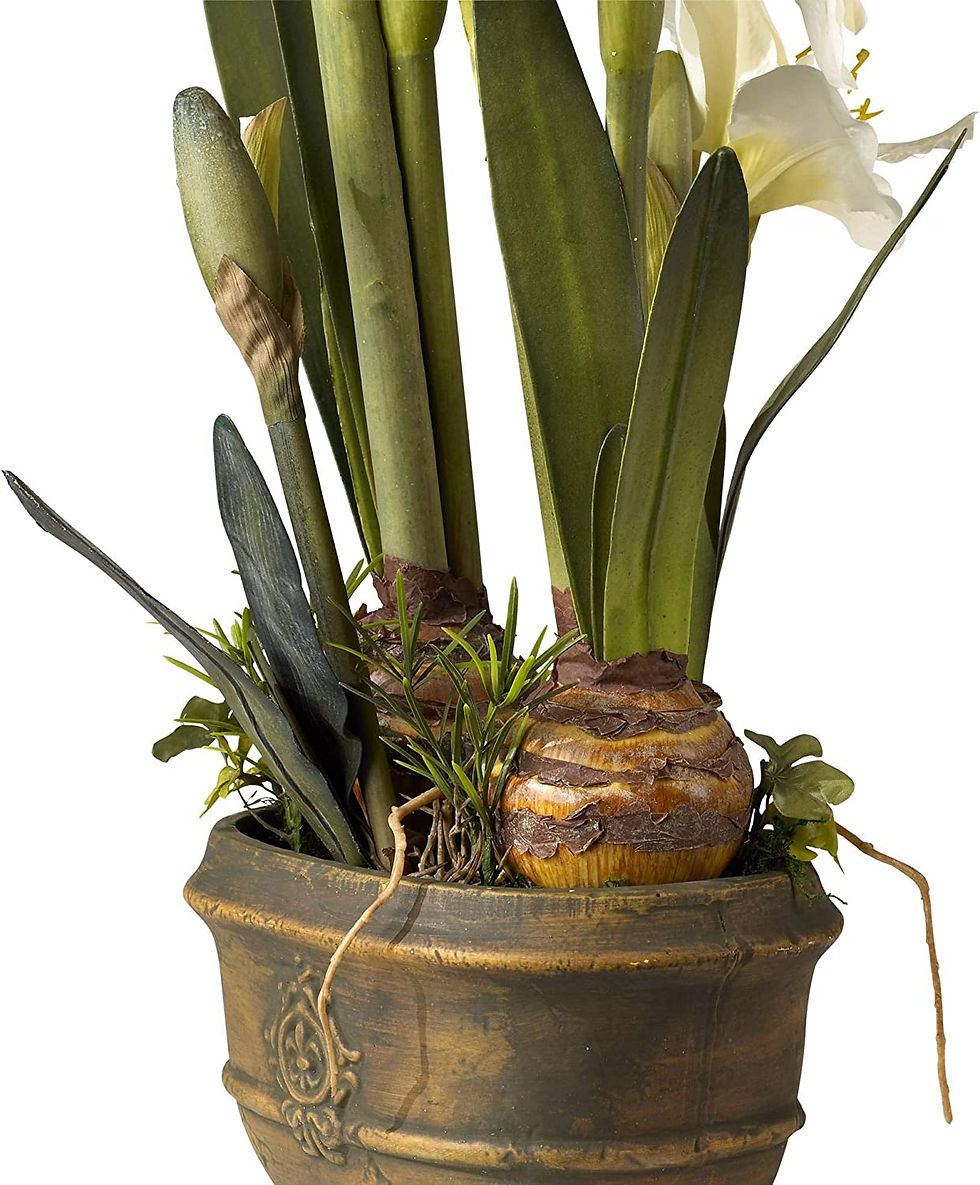 Thumbnail: Kensington Hill Potted Silk Faux Artificial Flowers Realistic White Amaryllis i