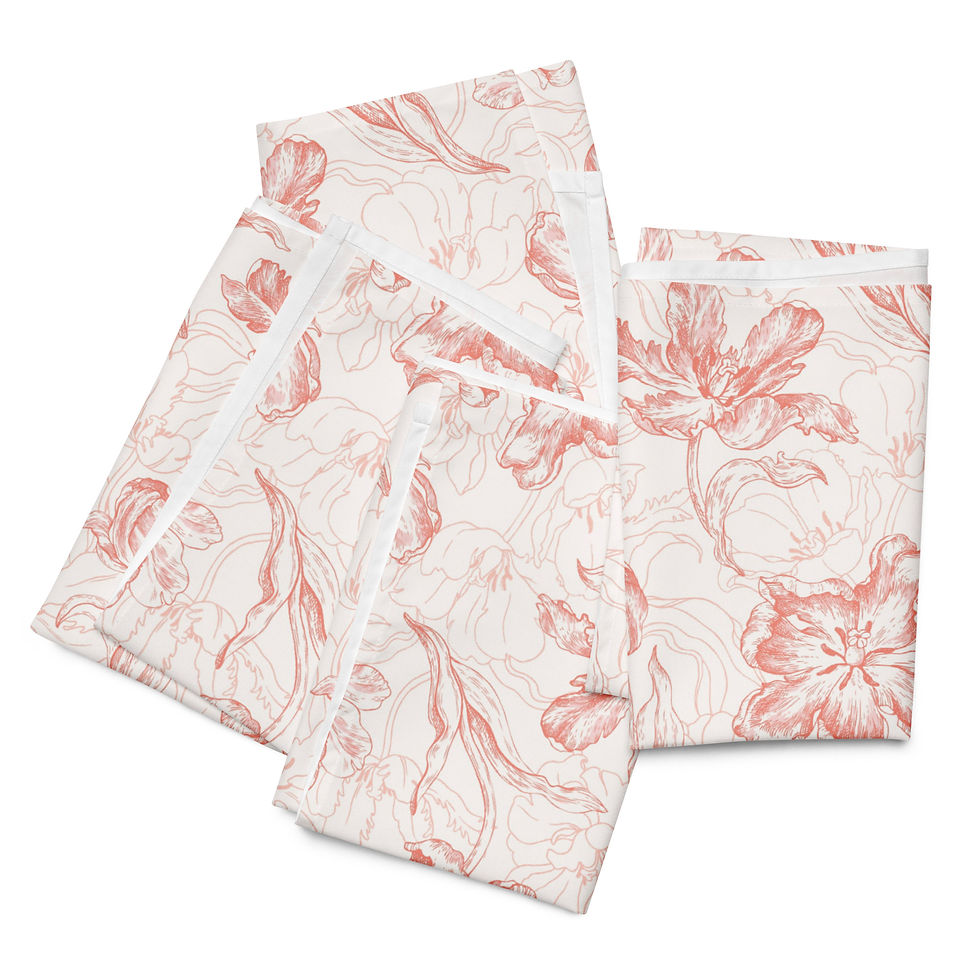 Thumbnail: Soft Pink Floral Cloth napkin set