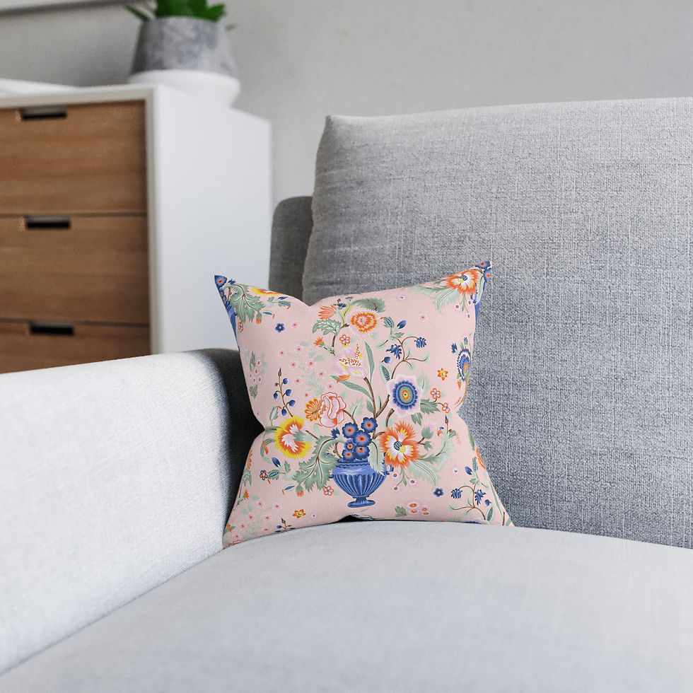 Thumbnail: Cashmere Floral Decorative Square Pillow - Cozy Home Accent for Spring Decor