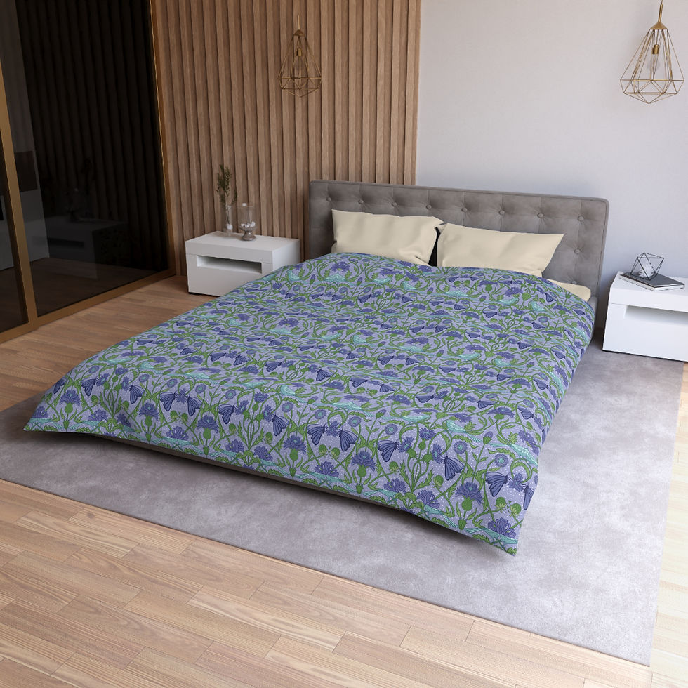 Thumbnail: Violet Botanical Microfiber Duvet Cover - Elegant Floral  for Cozy Bedrooms