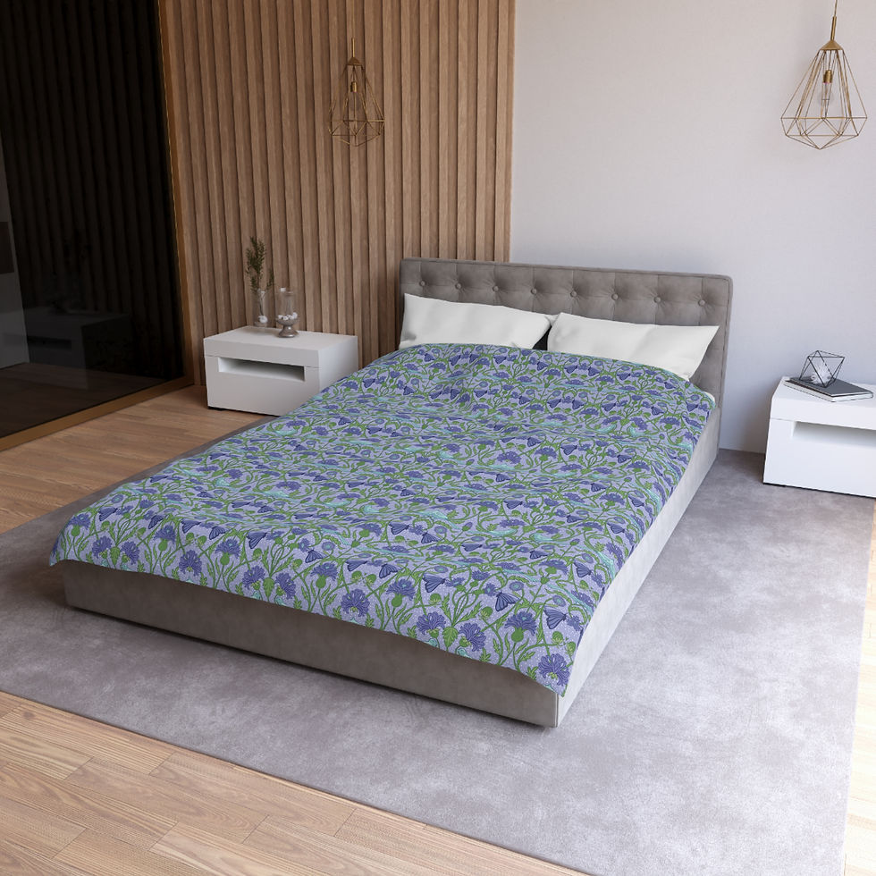 Thumbnail: Violet Botanical Microfiber Duvet Cover - Elegant Floral  for Cozy Bedrooms