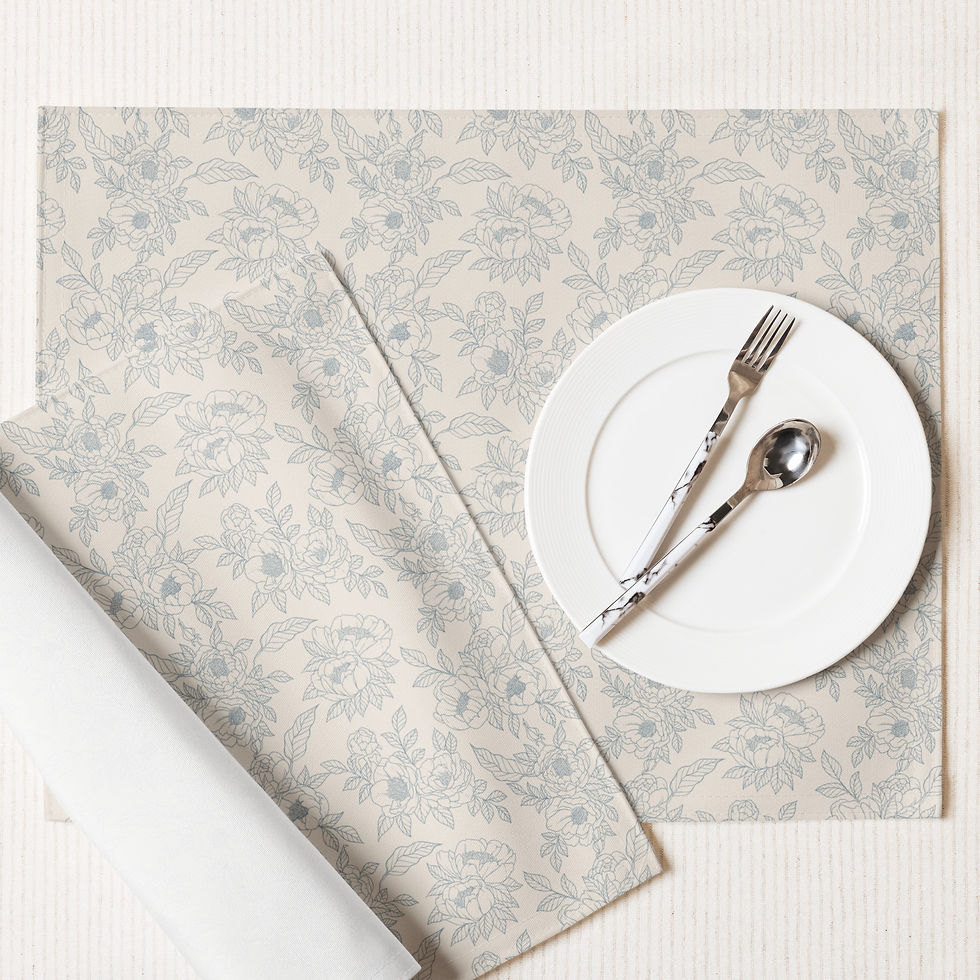 Thumbnail: Vintage Floral Sketch Placemat Set