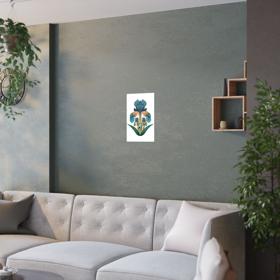Thumbnail: Orchid Botanical Satin Poster — Vintage Blue Floral Wall Art (210gsm)