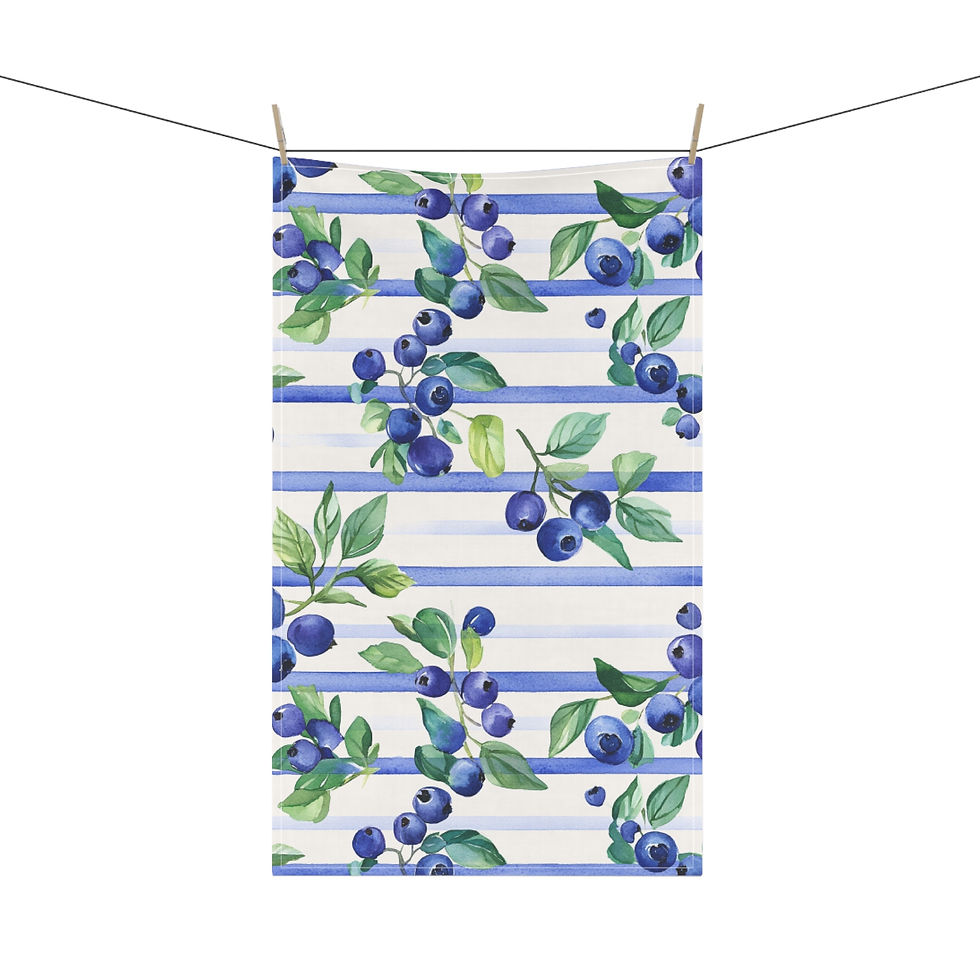 Thumbnail: Blueberry Blossom Tea Towels, Farmhouse Kitchen Decor