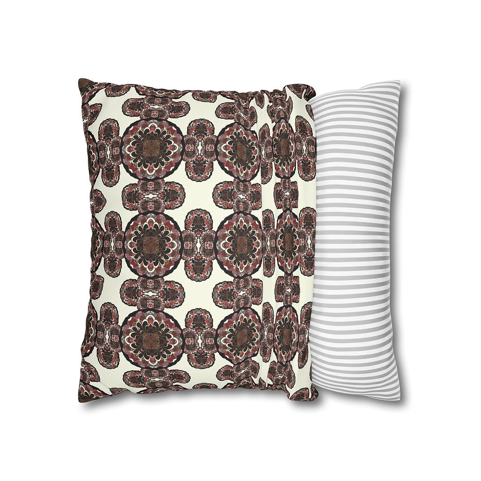 Thumbnail: Boho Mosaic Faux Suede Pillowcase — Earthy Geometric Throw Pillow Cover