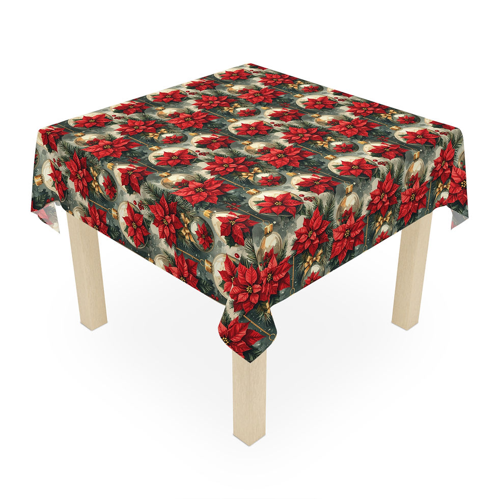 Thumbnail: Festive Poinsettia Christmas Bulbs Tablecloth 