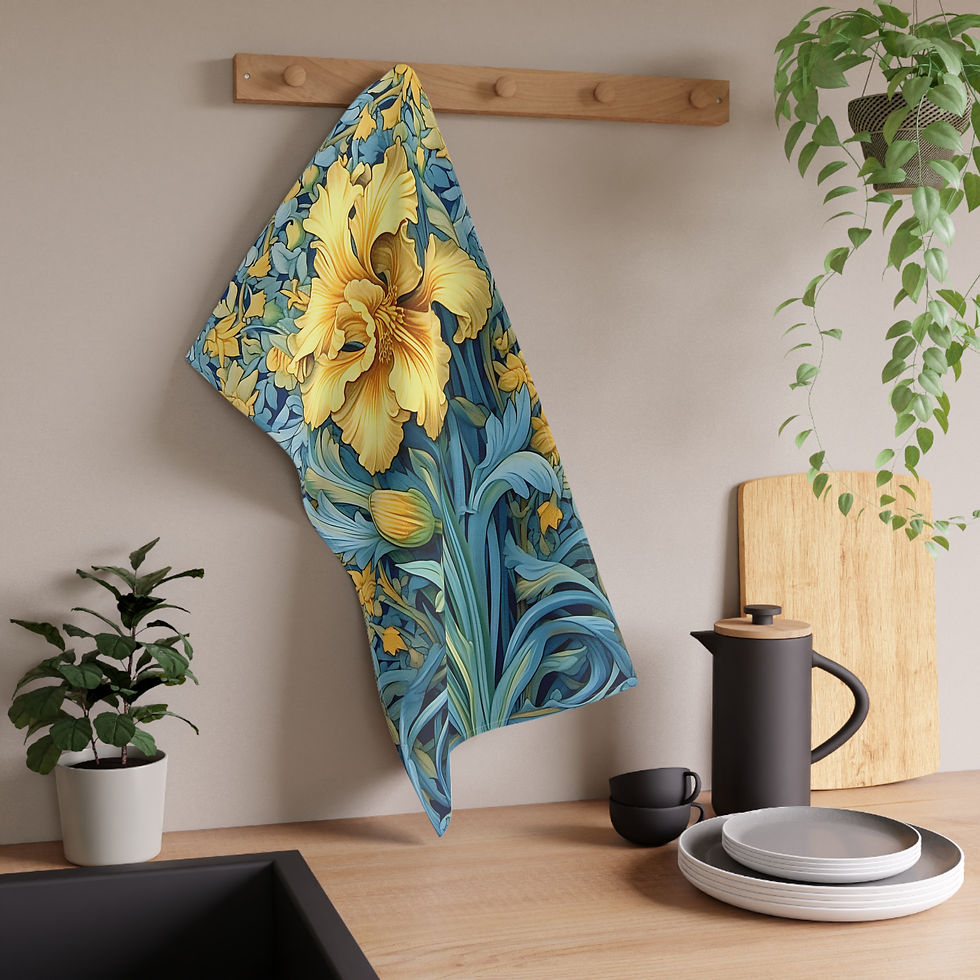 Thumbnail: Daffodil Bloom Tea Towel — Floral Kitchen Dish Towel