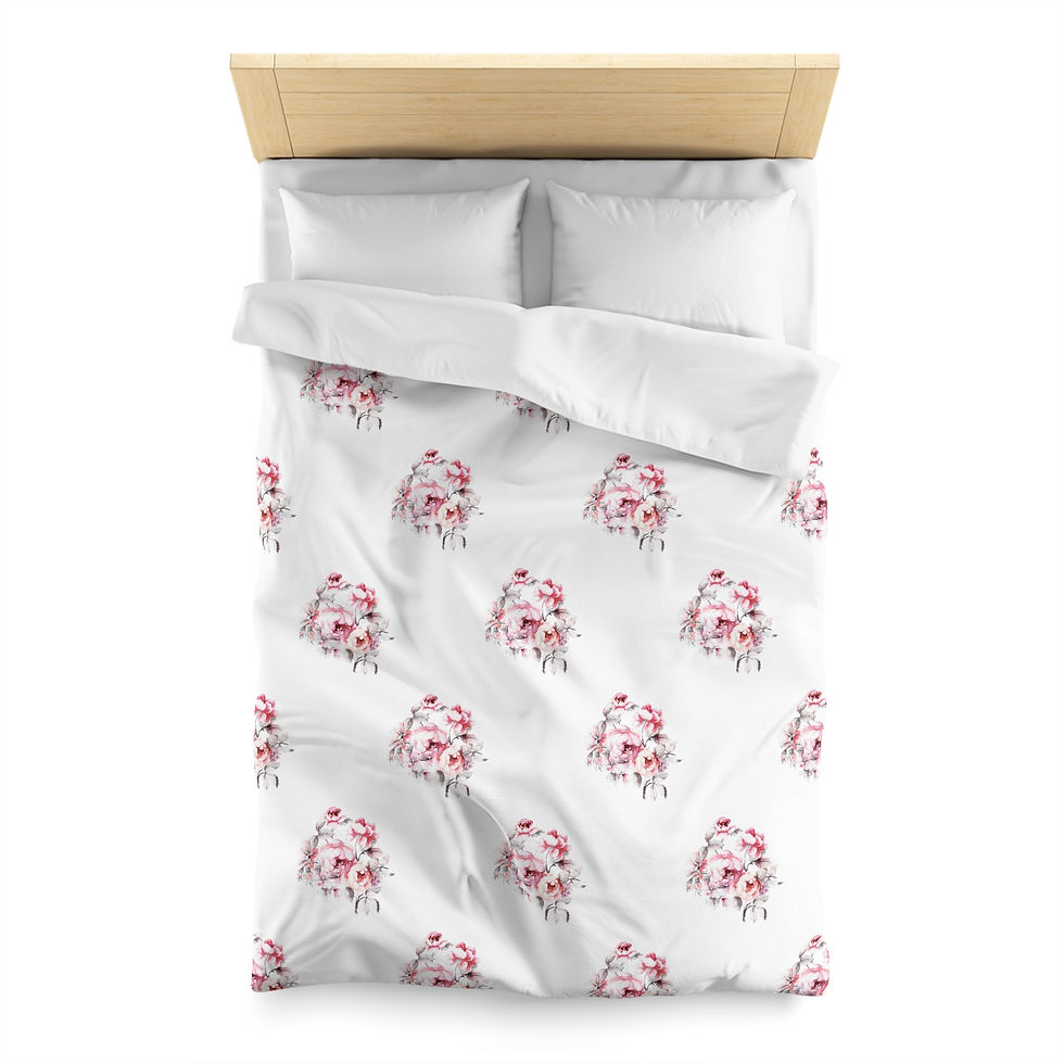 Thumbnail: Carina Floral Microfiber Duvet Cover Set – Elegant Bed Linen for Cozy Bedrooms