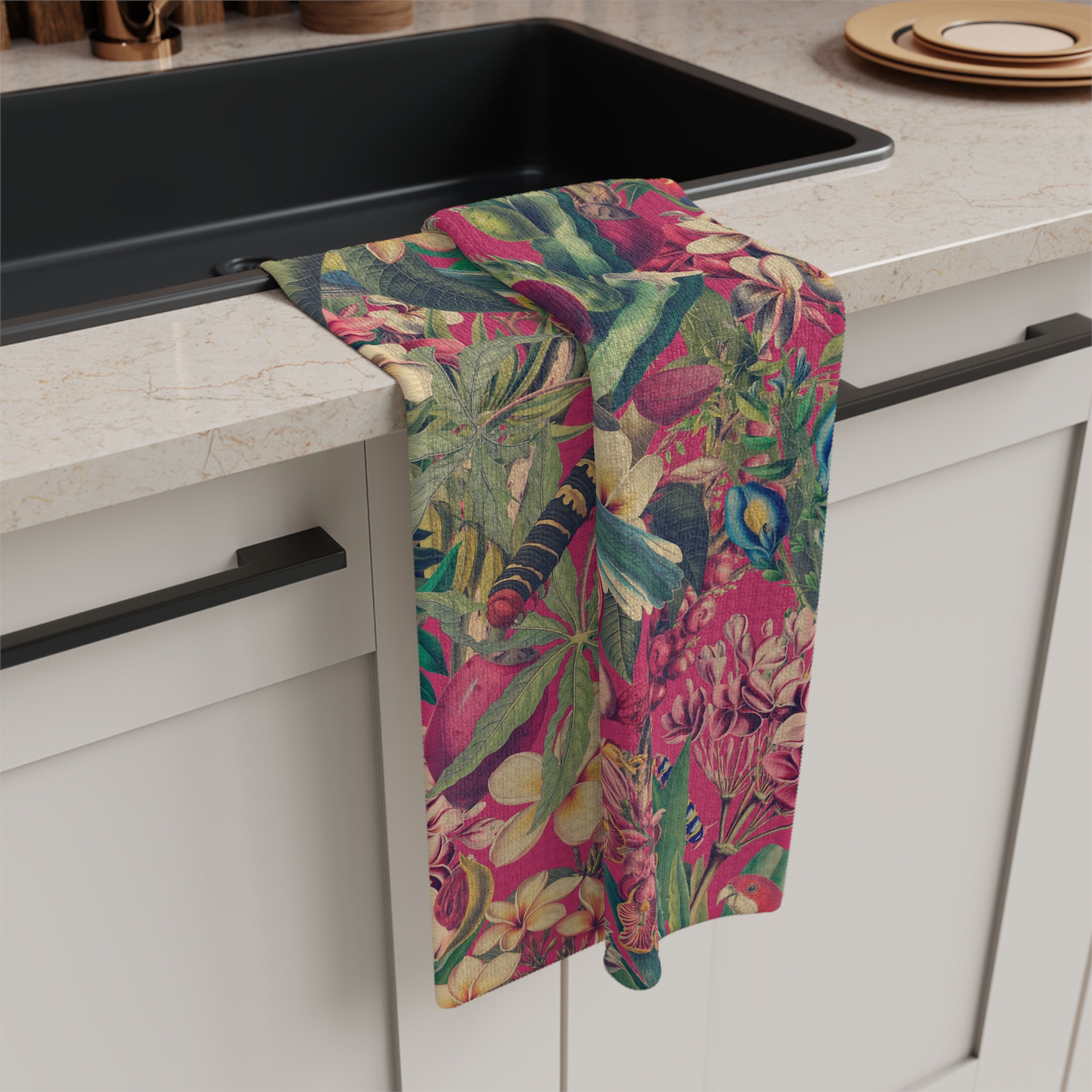 Lush Gardenia Tropical Pomegranate Tea Towel 