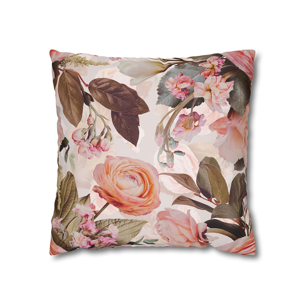 Thumbnail: Ballerina Vintage Rose Square Pillowcase — Pink Botanical Throw Pillow Cover