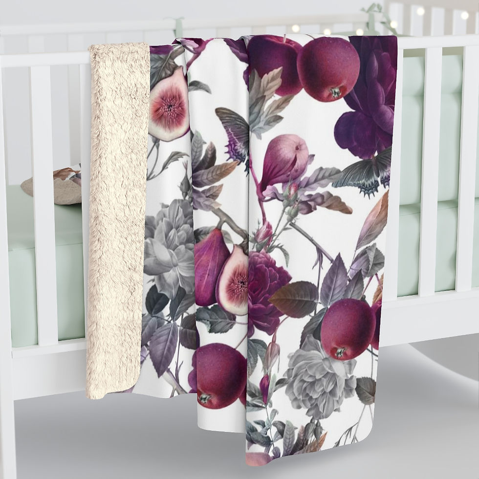 Thumbnail: Mauve Plums and Roses Sherpa Fleece Blanket