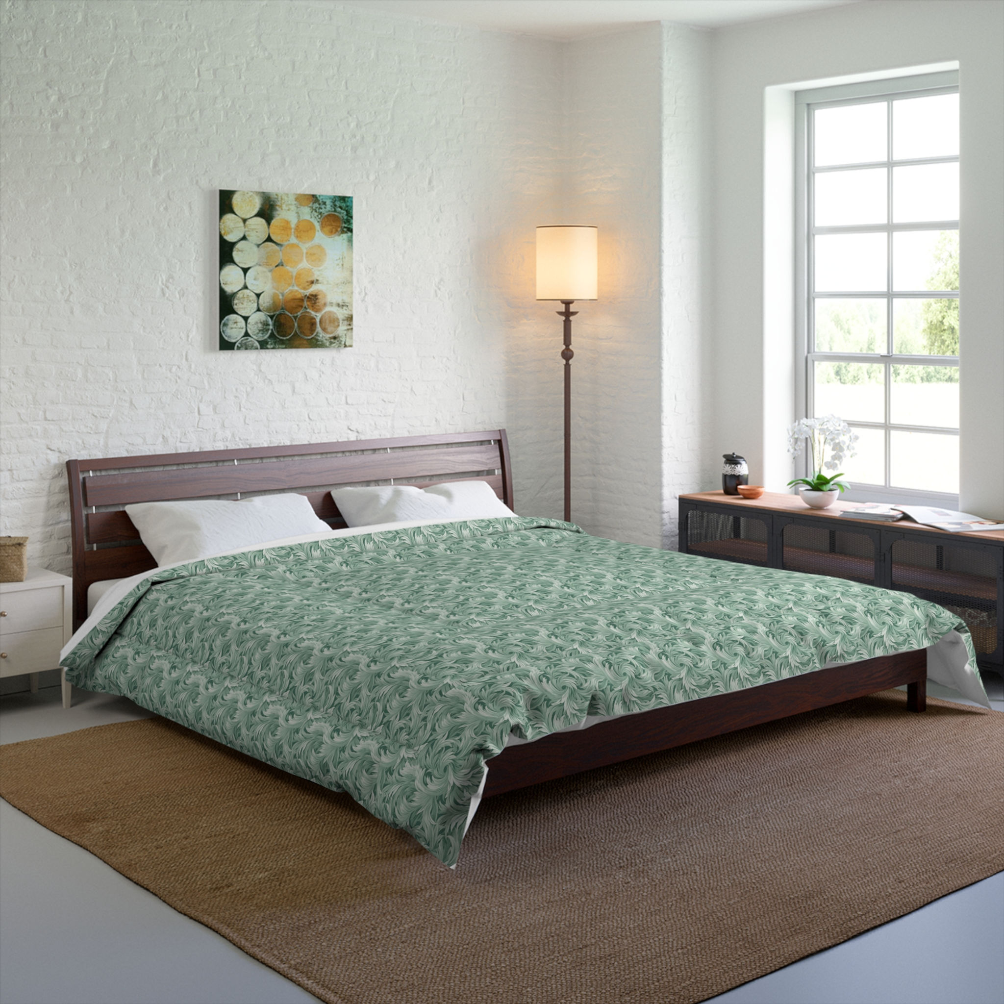 Mint Green Bouquet Comforter