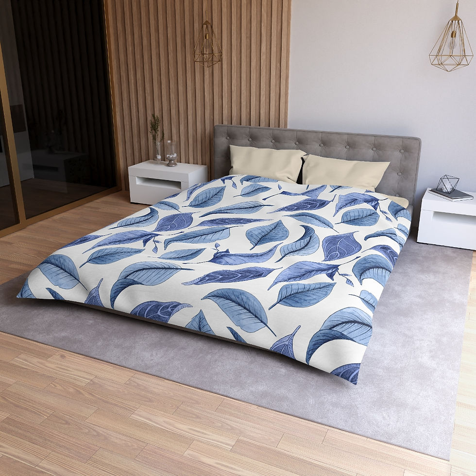 Thumbnail: Blue Leaves Microfiber Duvet Cover